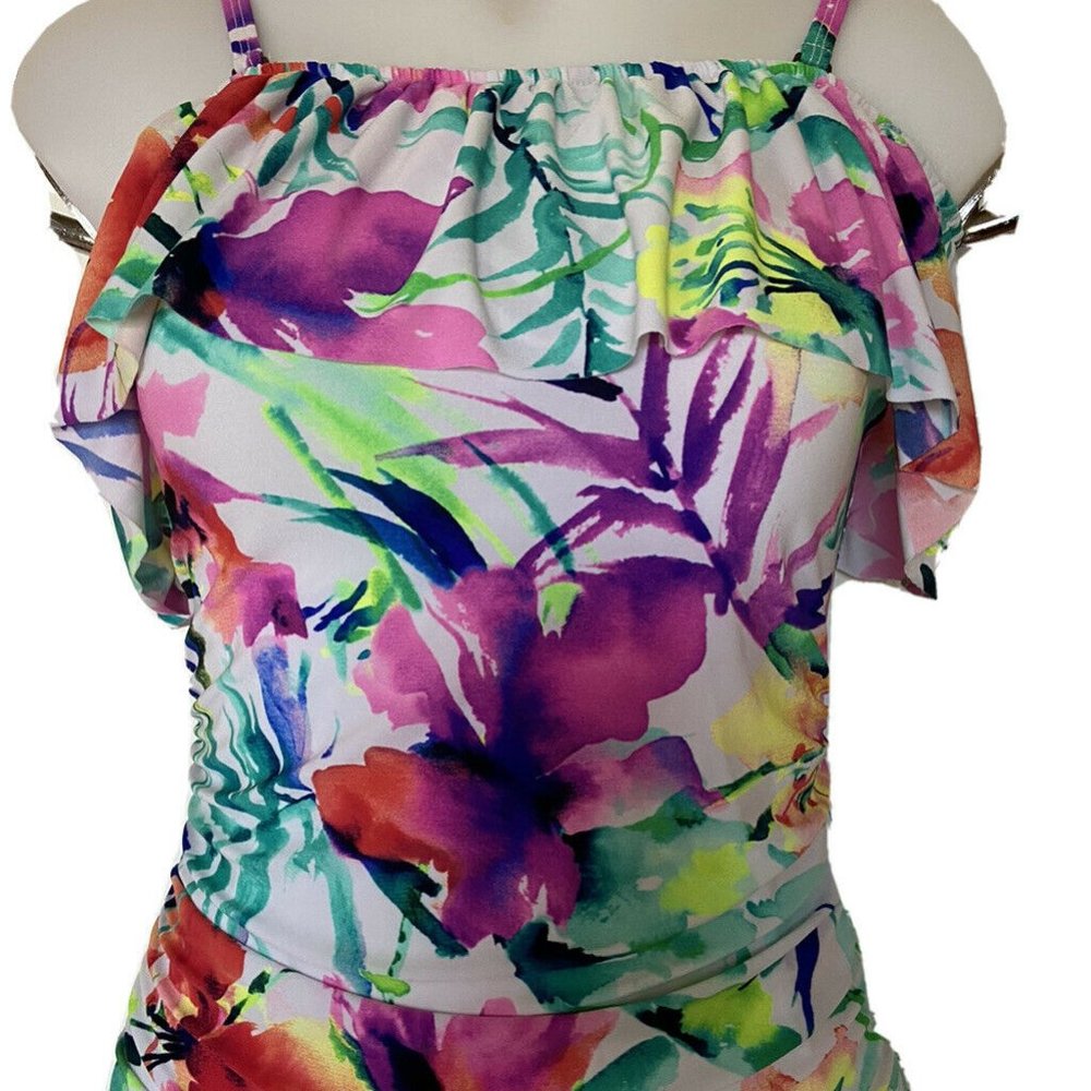 💜Womens Size 8 Adjustable Strap Floral tankini